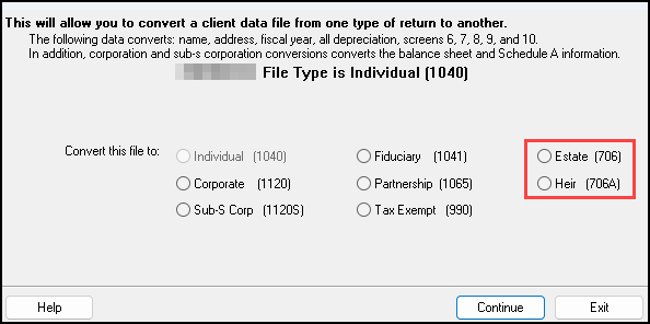 Image of  "Change File Type" dialog box